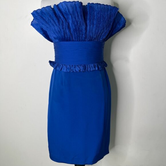 Marchesa Notte Women's Royal Blue Strapless Sheath Dress Size 4 - Picture 1 of 15